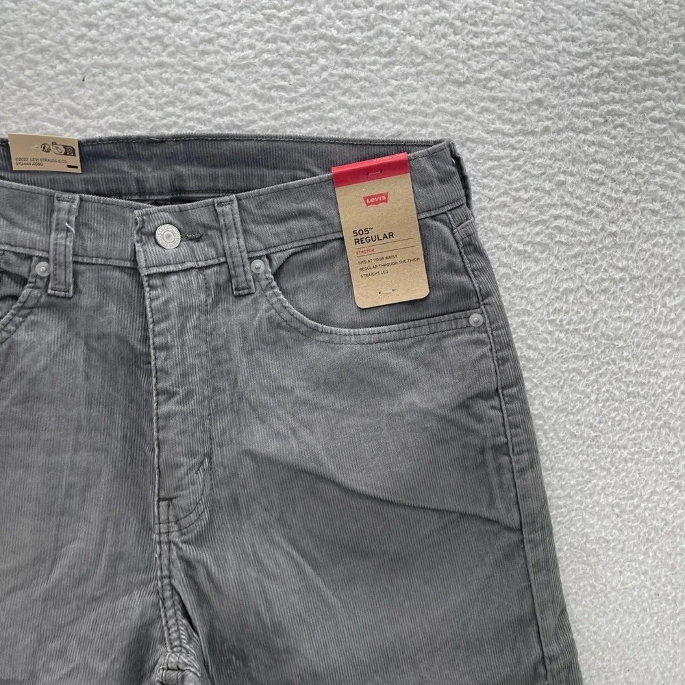 Levi's Pants Men's 32x32 Gray 505 Corduroy Pinwale Regular Fit Straight Preppy